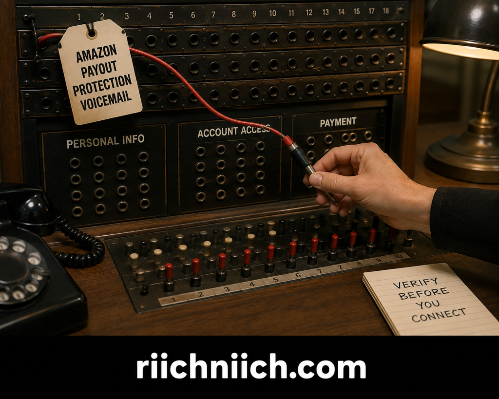 amazon payout protection scam: Vintage Switchboard Verification Panel