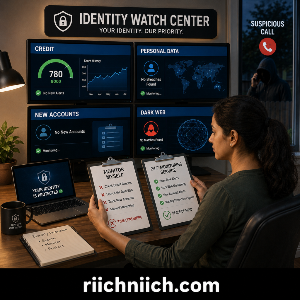 amazon payout protection scam: Identity Watch Center Dashboard