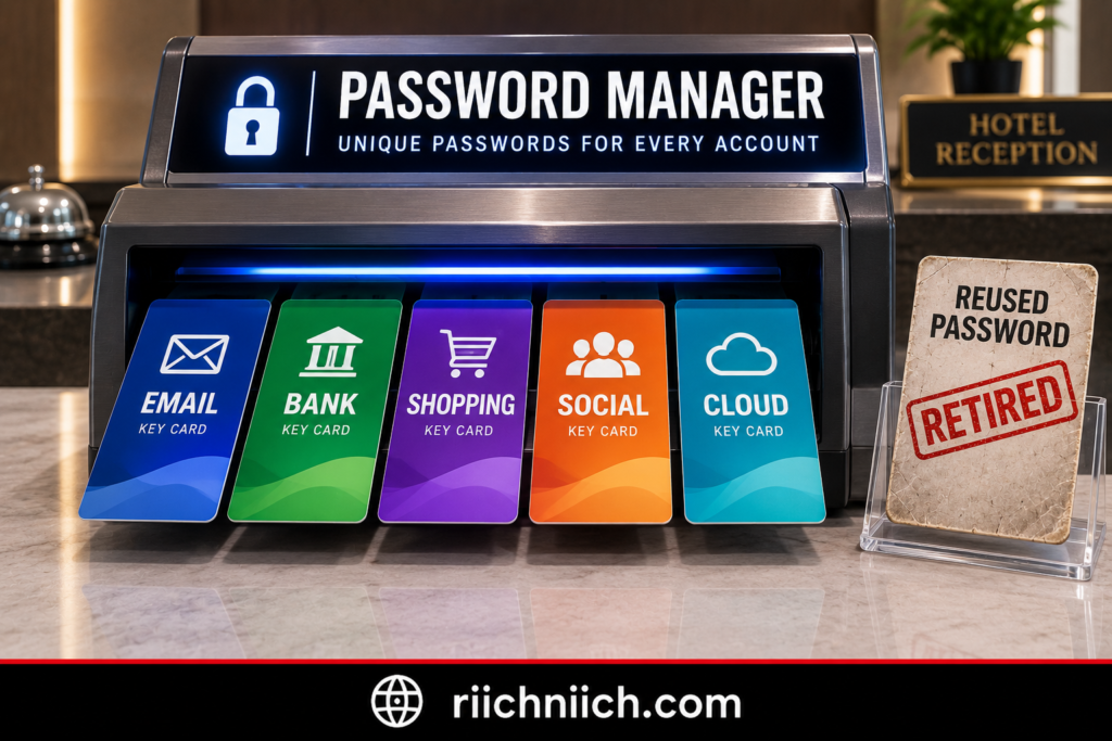 what to do if your email account gets hacked: Password Manager Key Card Kiosk