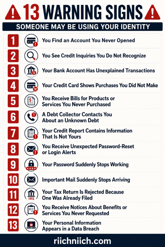 how to know if someone is using your identity: 13 Warning Signs of Identity Theft