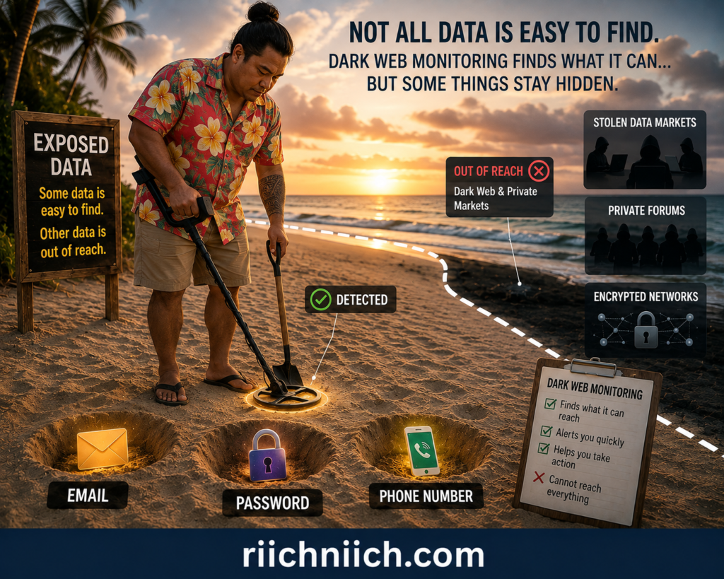 how to know if someone is using your identity: Exposed Data: Beachside Cybersecurity Infographic