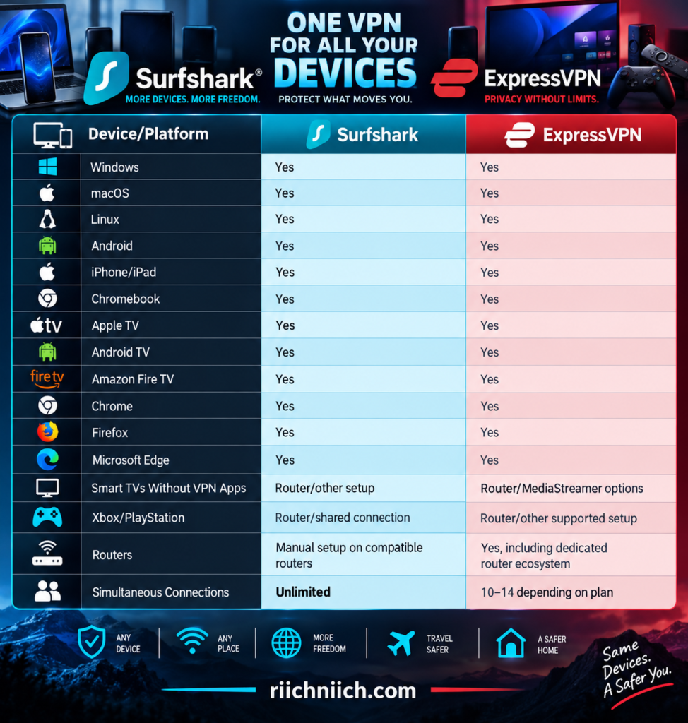 surfshark vs expressvpn: Ultimate VPN Device Compatibility Guide