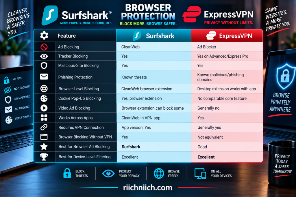 surfshark vs expressvpn: Surfshark vs ExpressVPN Browser Protection