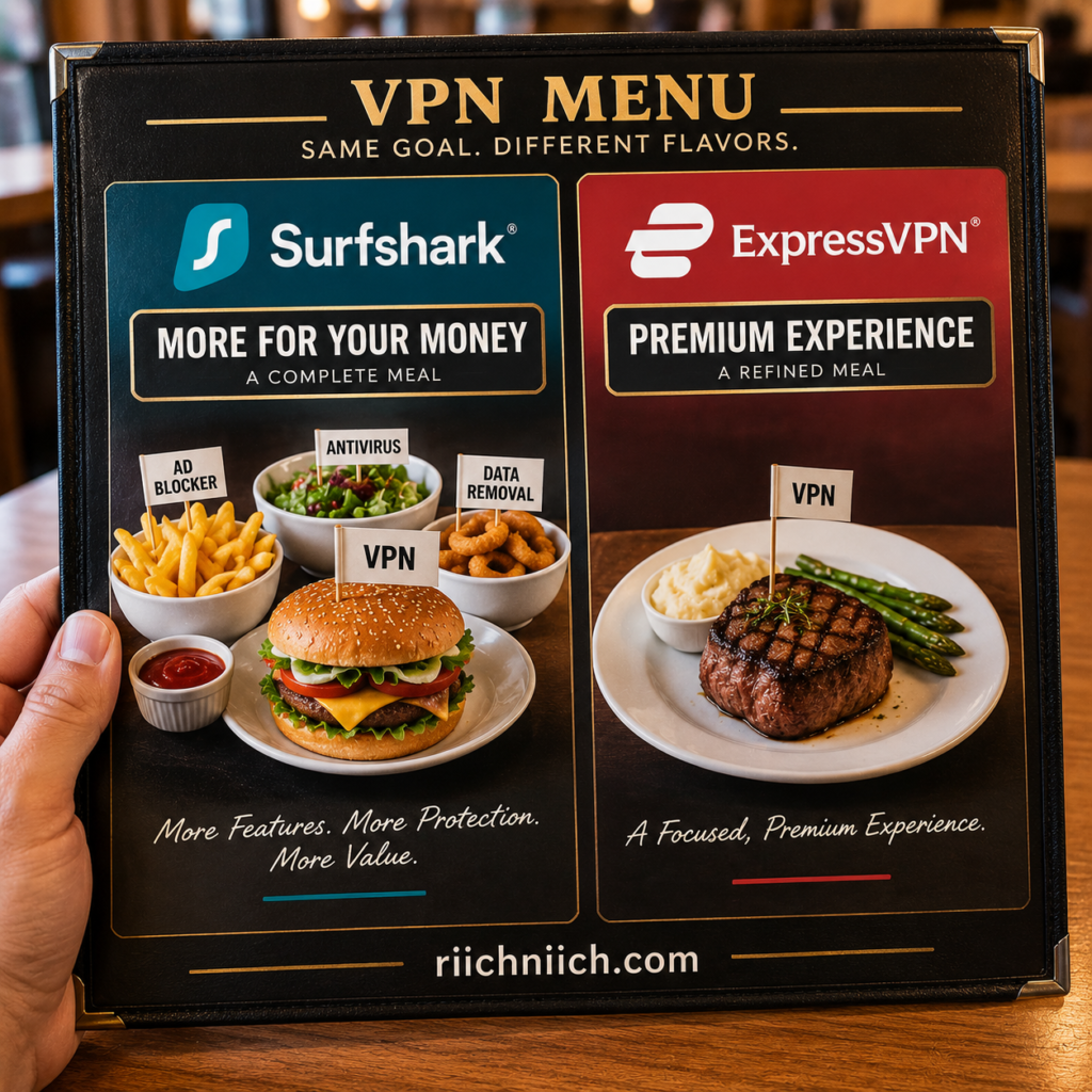 Surfshark vs ExpressVPN: VPN Menu: Complete Meal vs Premium Experience