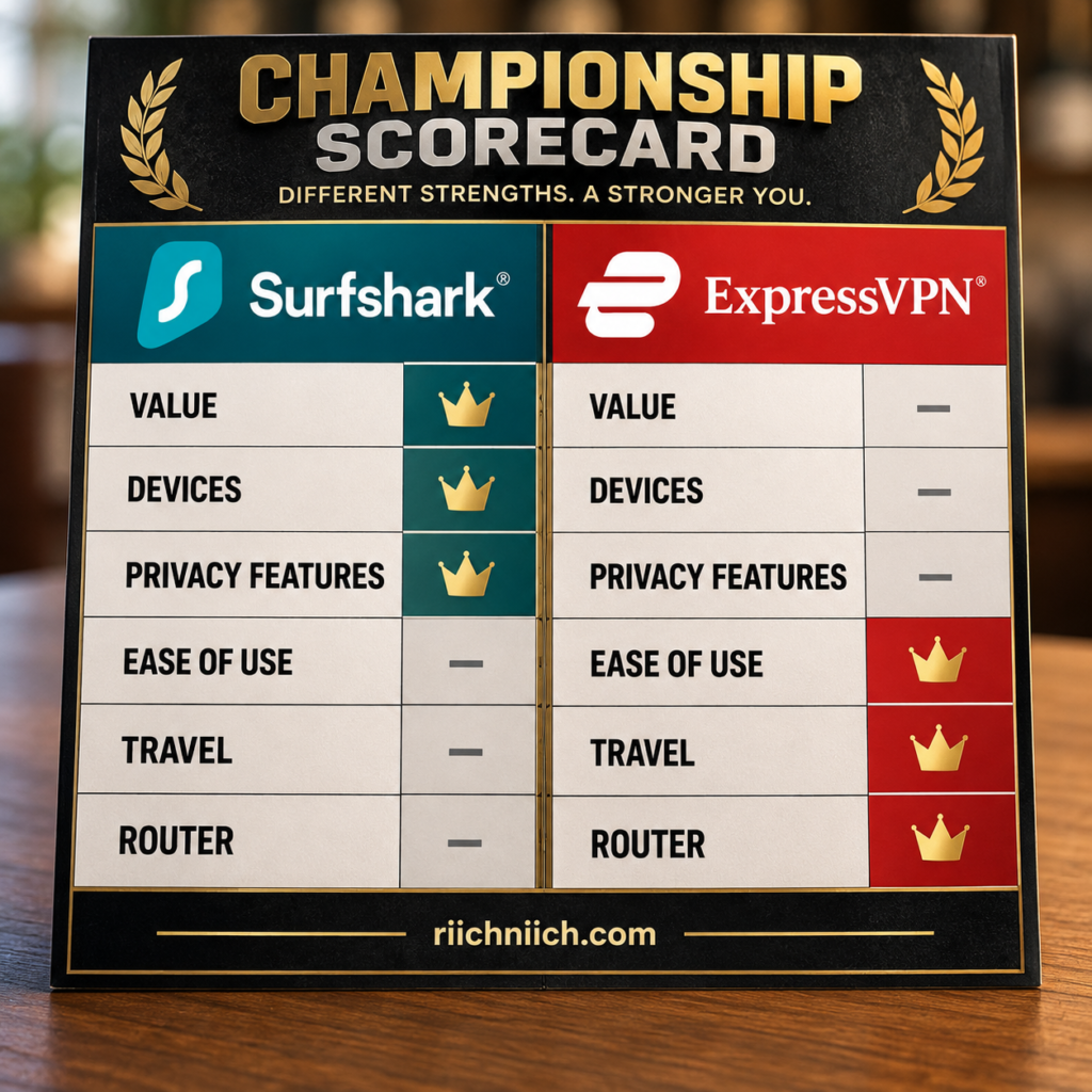 surfshark vs expressvpn: VPN Championship Scorecard