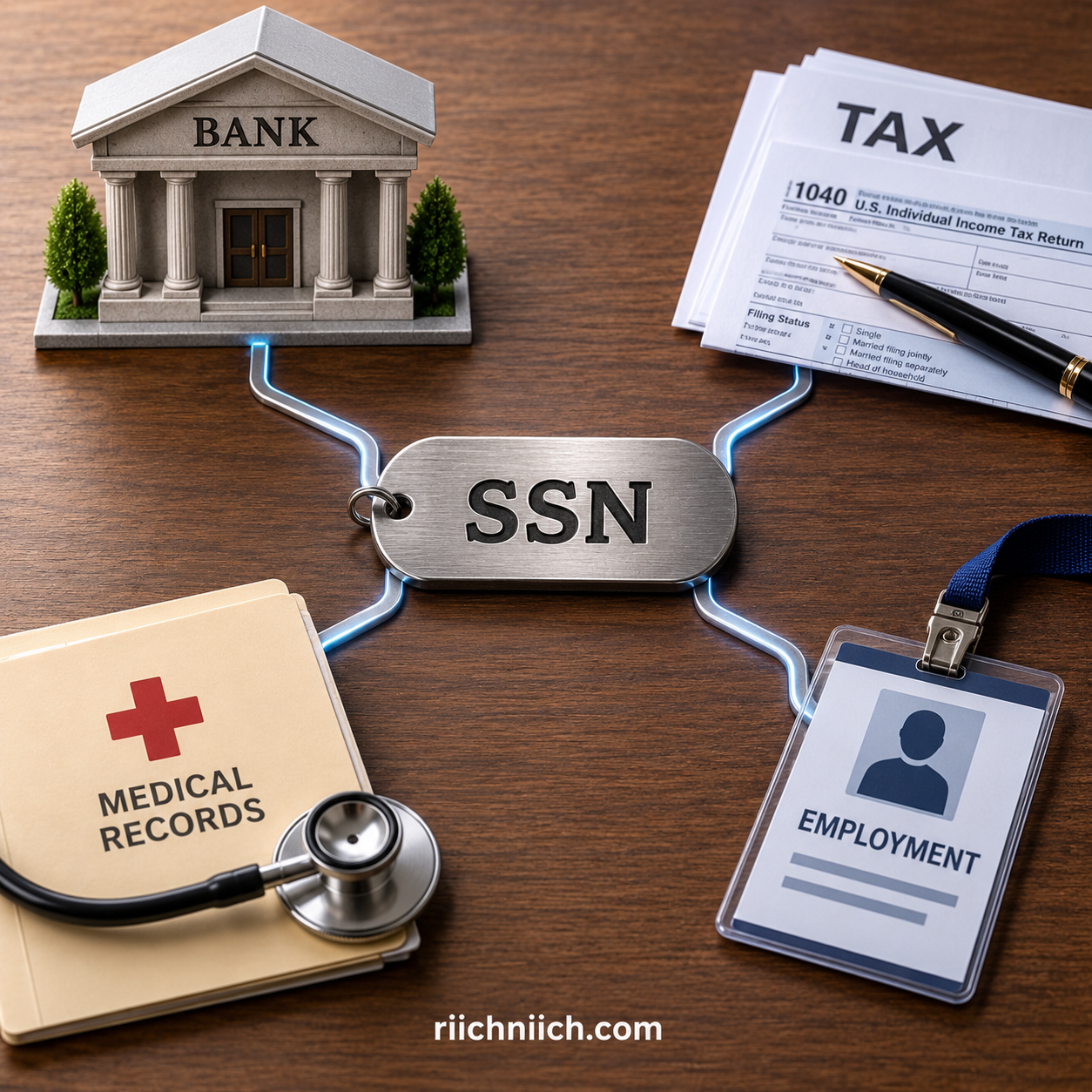 how to protect your Social Security number: SSN Connections: Bank, Taxes, Medical, Employment
