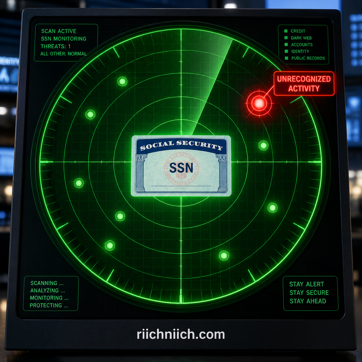 how to protect your Social Security number: Neon Radar SSN Security Alert
