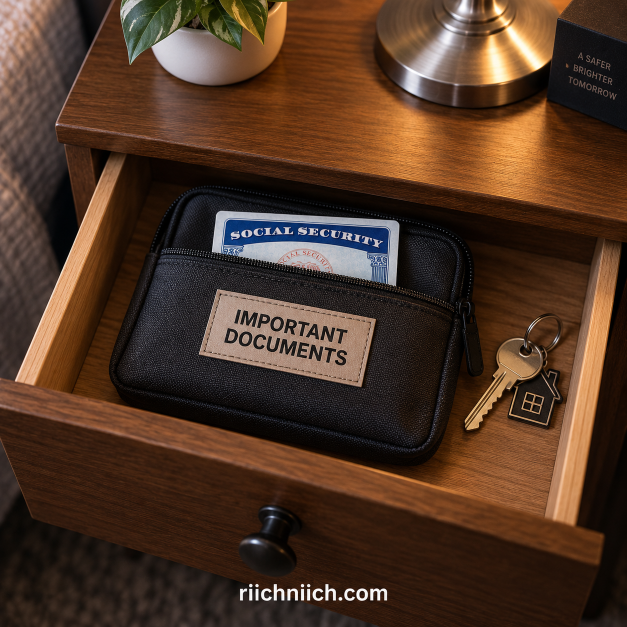 how to protect your Social Security number: Important Documents in a Cozy Nightstand