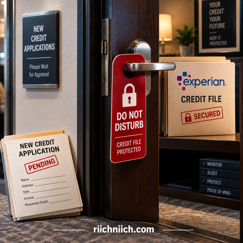 how to freeze your credit: Protected Credit File Door Scene