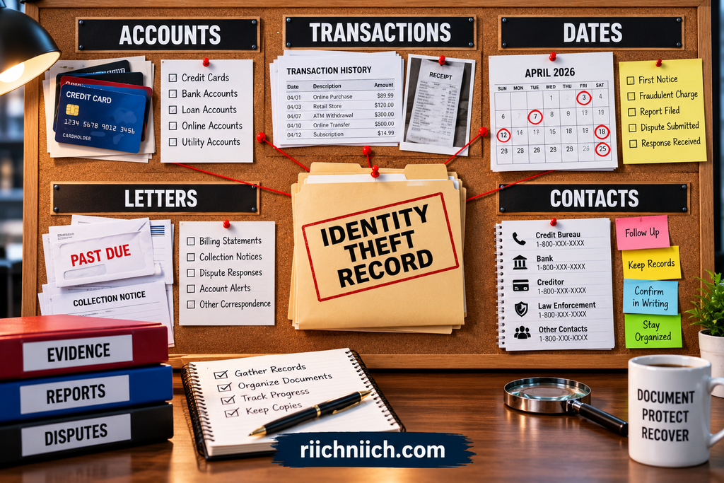 how to recover from identity theft: Identity Theft Evidence Board — Organize Your Recovery Records
