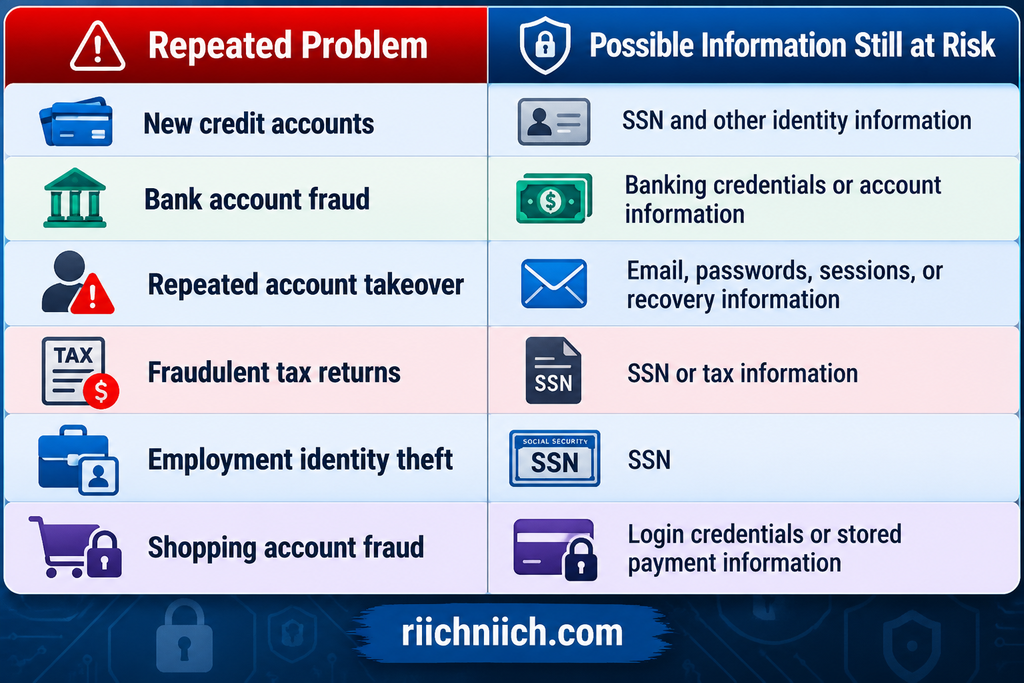 how to recover from identity theft: Repeated Identity Theft — What Information May Still Be at Risk