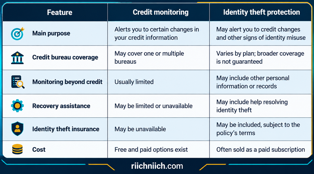 Credit Monitoring vs Identity Theft Protection: Key Differences