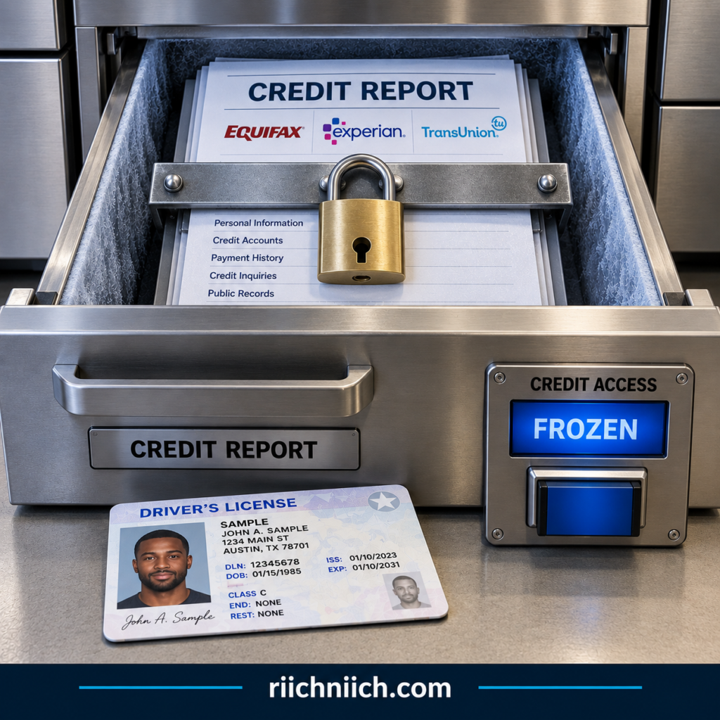 153 million driver's license data breach: Frozen Credit Report Security Drawer