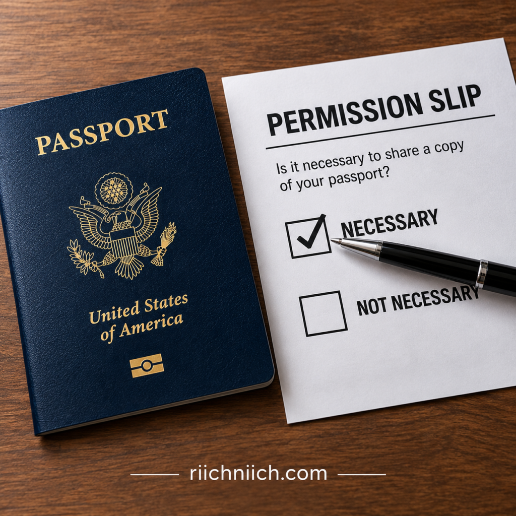 how to protect your passport from identity theft: Passport and Permission Slip Desk Scene