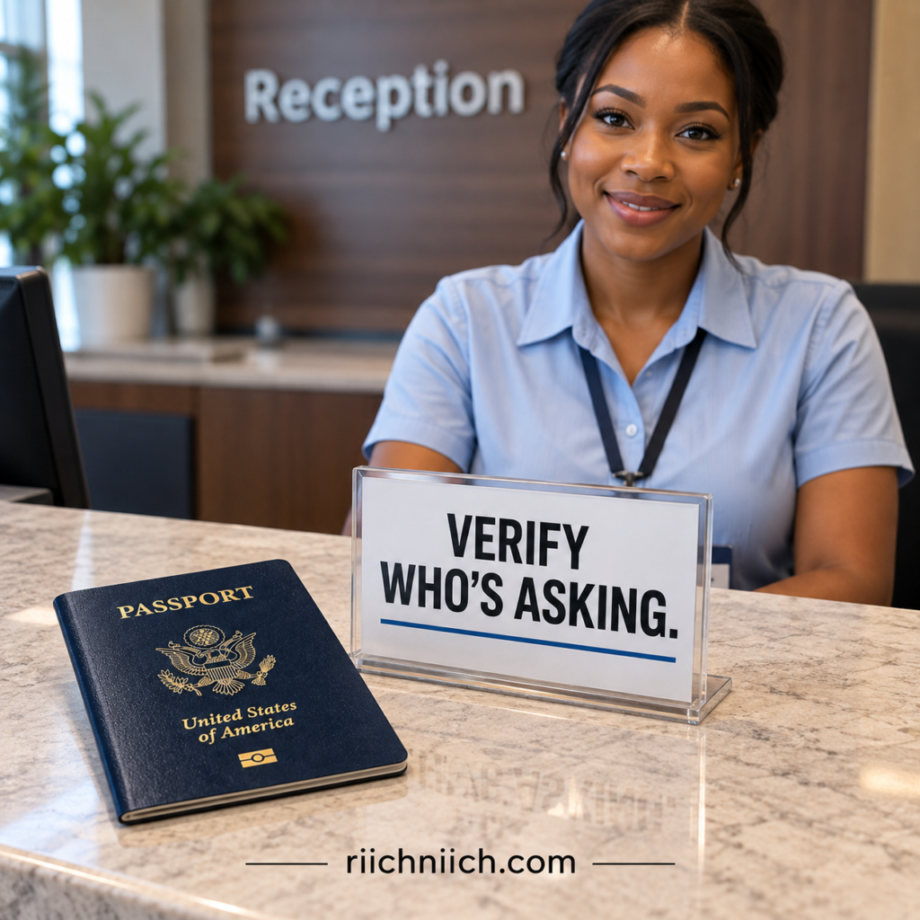 how to protect your passport from identity theft: Verify Who’s Asking at Reception