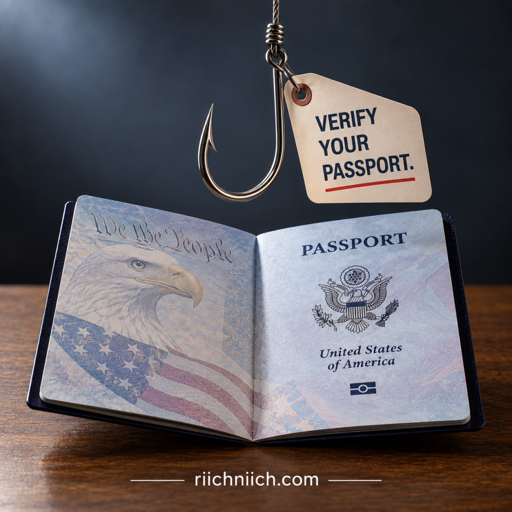 how to protect your passport from identity theft: Passport Phishing Warning Still Life