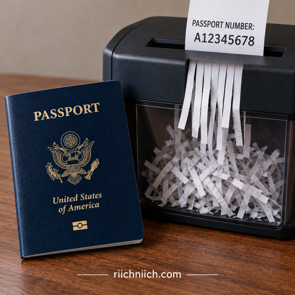 how to protect your passport from identity theft: Passport Security Shredder Still Life