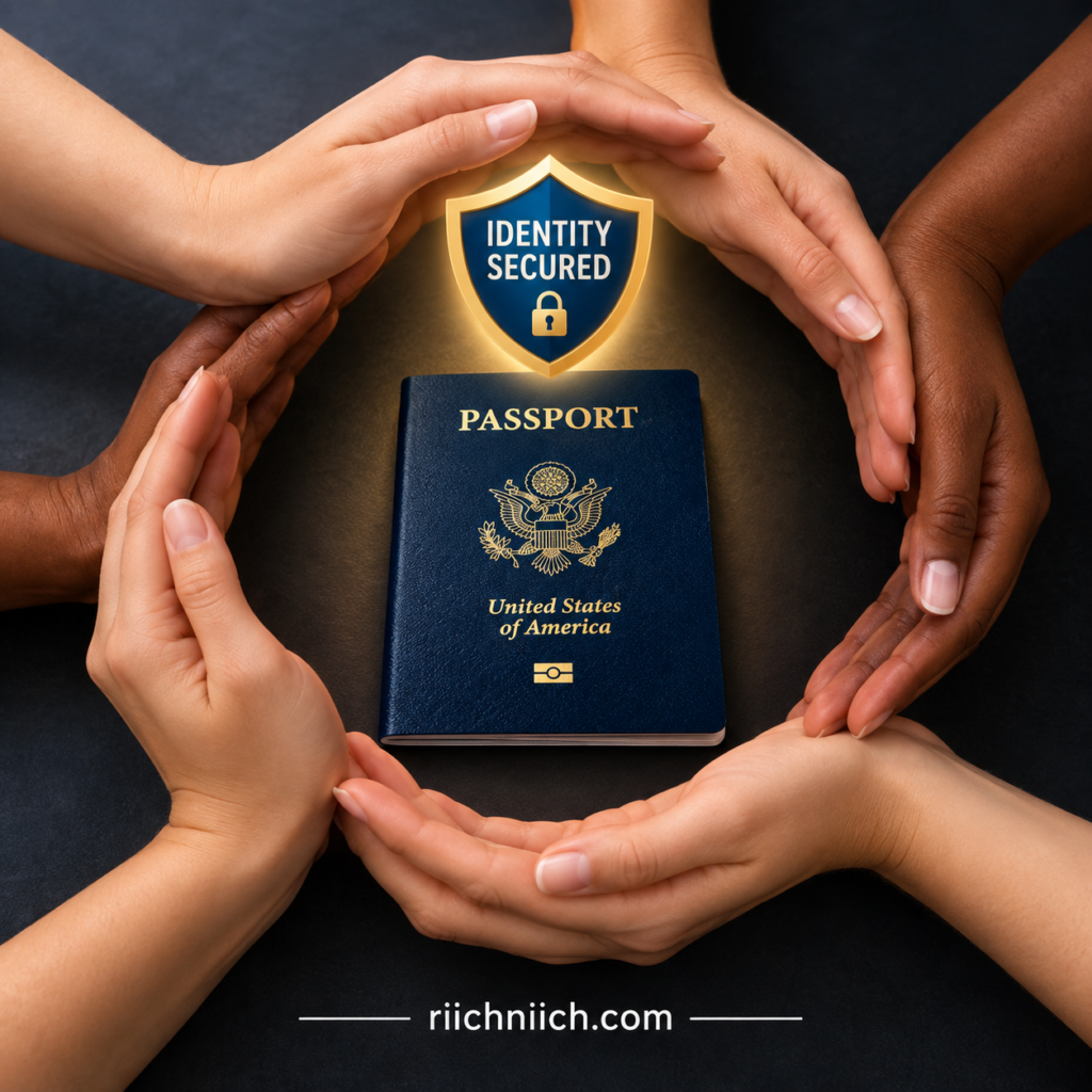 how to protect your passport from identity theft: Hands Safeguarding a Secured Passport