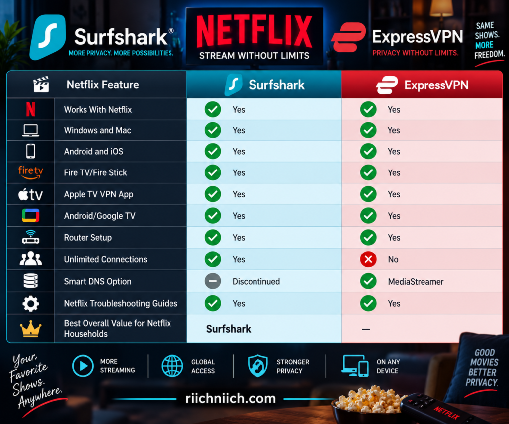surfshark vs expressvpn: Surfshark vs ExpressVPN Netflix Comparison