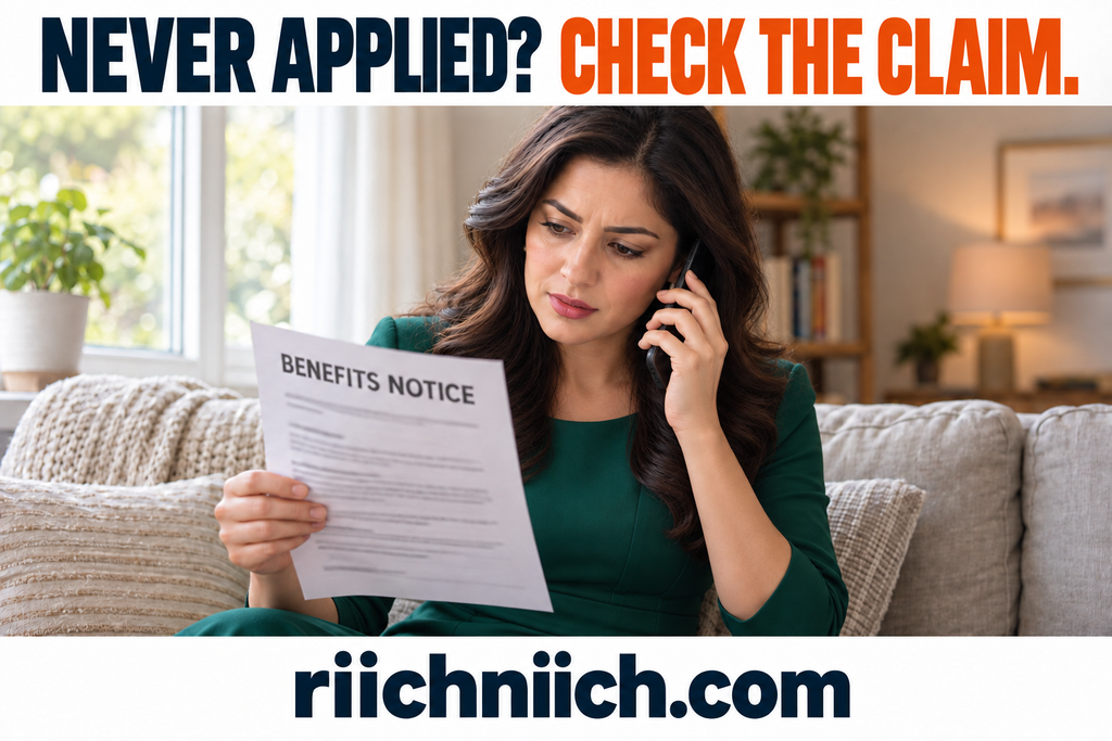 how criminals use stolen personal information: 
Woman reviewing a benefits notice
