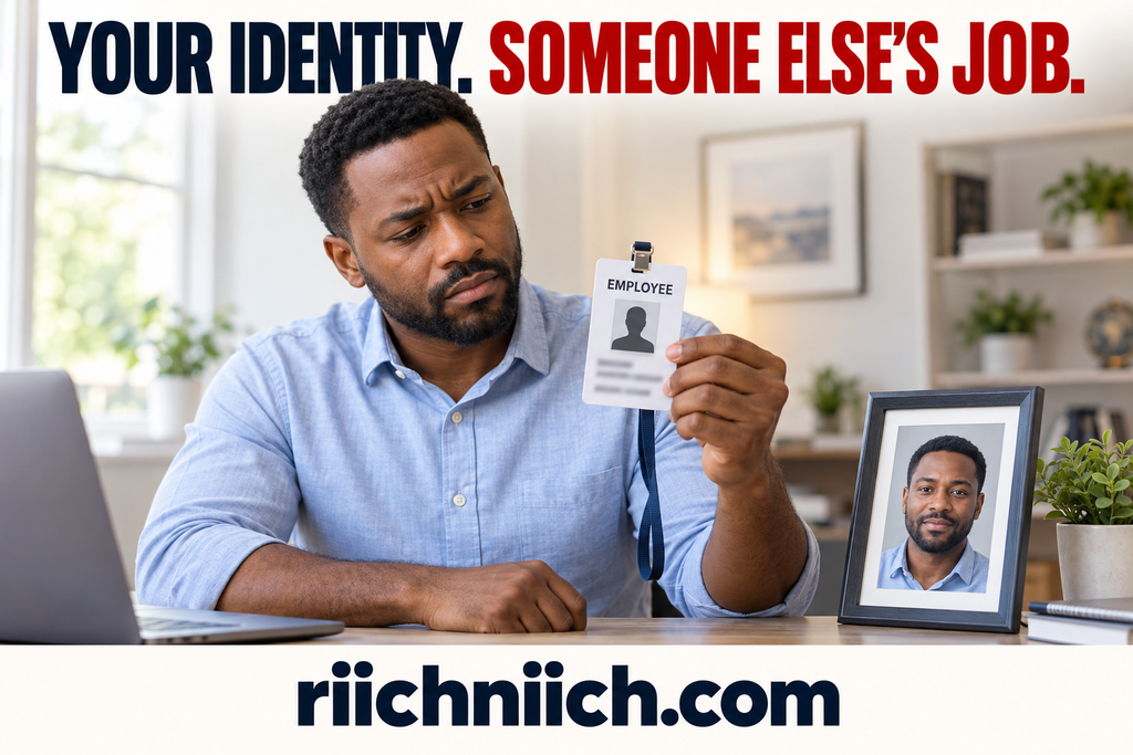 how criminals use stolen personal information: Employee badge and portrait comparison