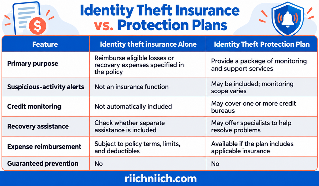 Identity theft insurance: Identity theft insurance vs. protection plans
