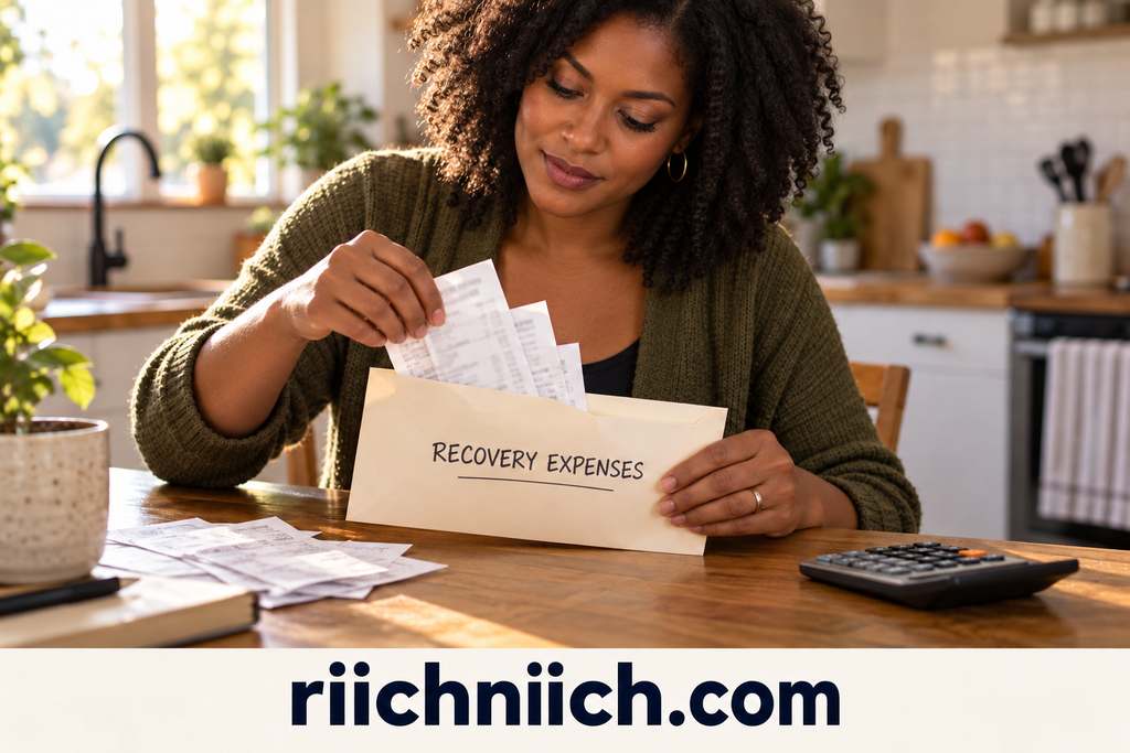identity theft insurance: Sunlit kitchen receipt sorting