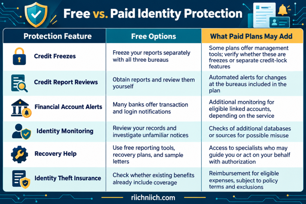 what is synthetic identity theft: Free vs. Paid Identity Protection