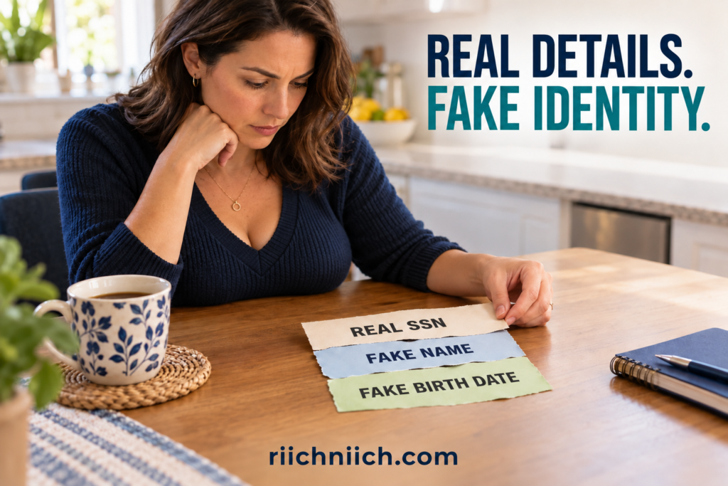 what is synthetic identity theft: 
Mismatched identity card under review