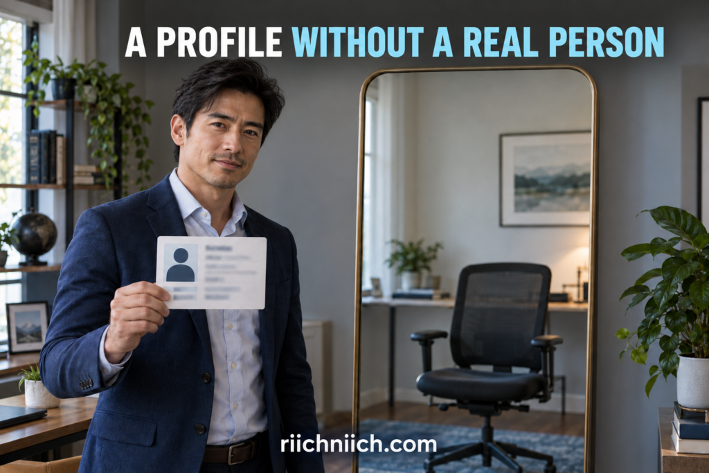 what is synthetic identity theft: 
Asian professional with profile card
