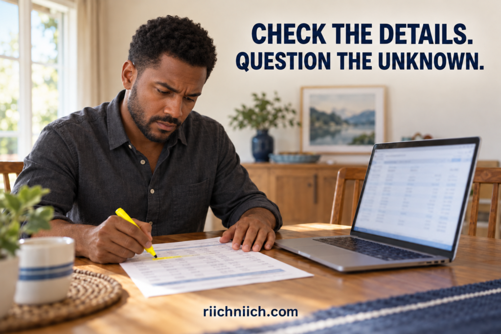 what is synthetic identity theft: 
Focused man highlighting a printed report